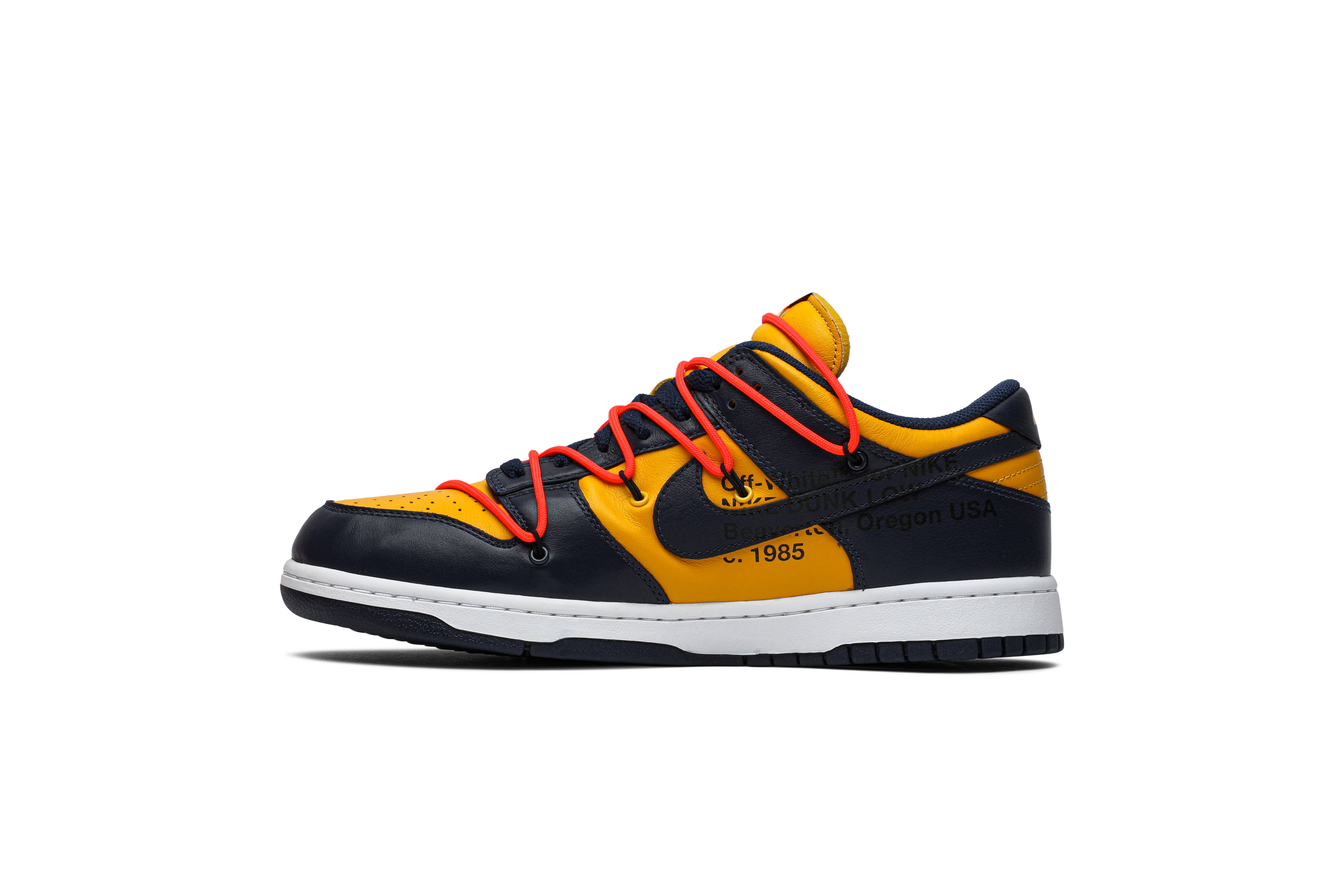 Off-White x Nike Dunk Low ‚University Gold‘