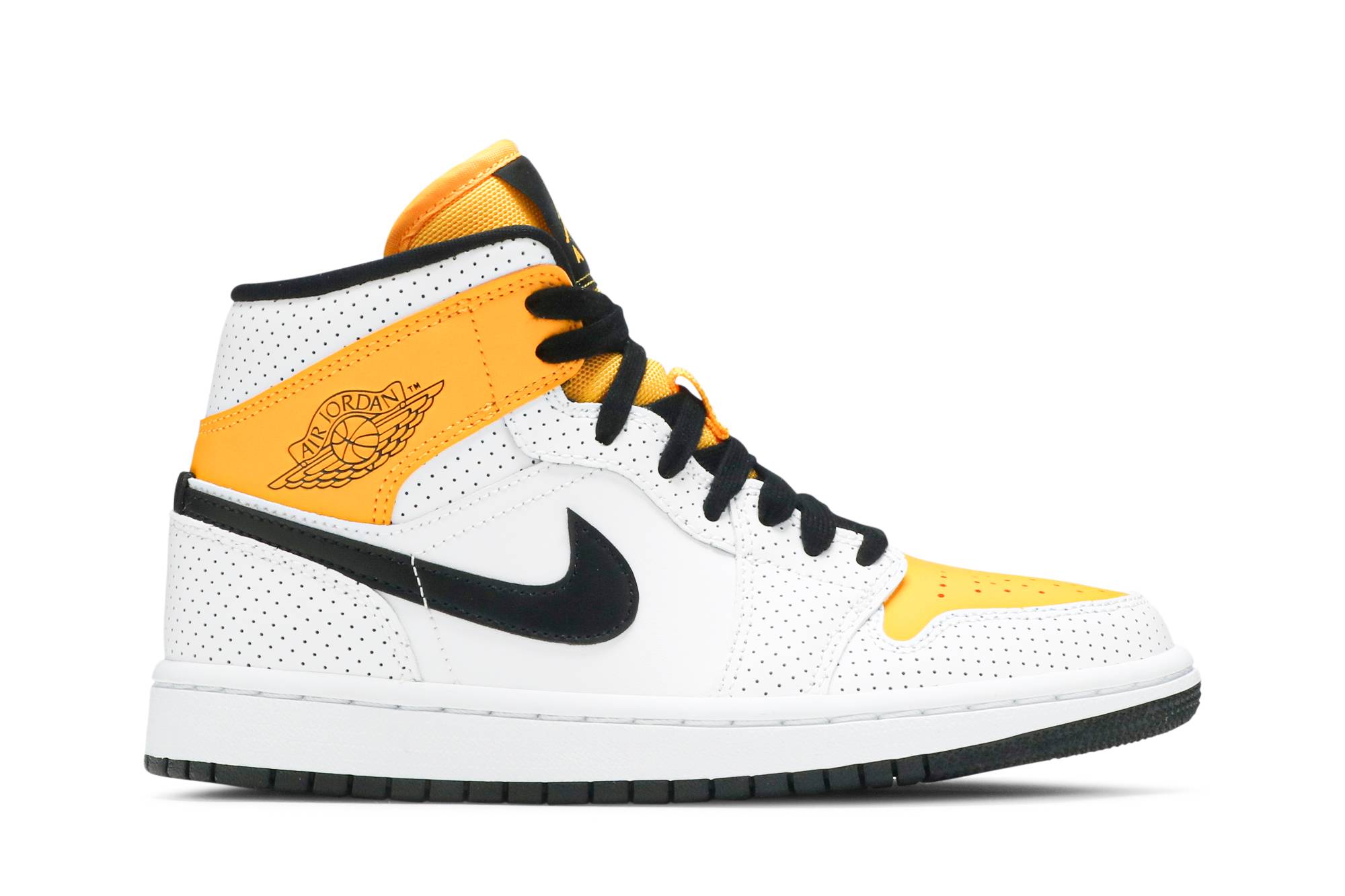Wmns Jordan 1 Mid ‚Perforated - White University Gold‘