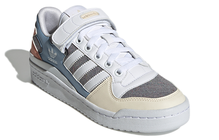 (Women) adidas originals Forum Low Wear-resistant Non-Slip Casual Skateboarding Shoes White Blue Gray