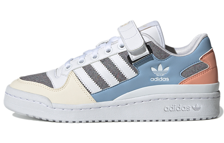 (Women) adidas originals Forum Low Wear-resistant Non-Slip Casual Skateboarding Shoes White Blue Gray